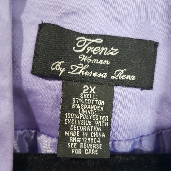 Trenz By Thereza Renz Padded Shoulders Embroidered Blazer / Jacket size 2X - Picture 12 of 13